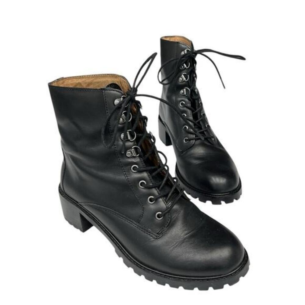 Madewell Julien Black Ankle Boots Rugged Sole Lace-Up
